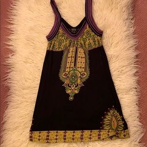 Sleeveless pattern cotton sundress